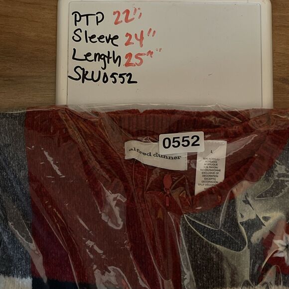 Alfred Dunner Patchwork Floral Knit Red Cozy Cardigan Sz L grandmillennial Style - Picture 8 of 8